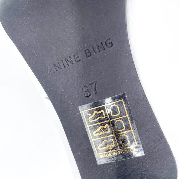 Anine Bing Frankie Leather Boots White Kitten Heels Pointed Toe Sz 37 /‎ 7 US - Picture 13 of 14